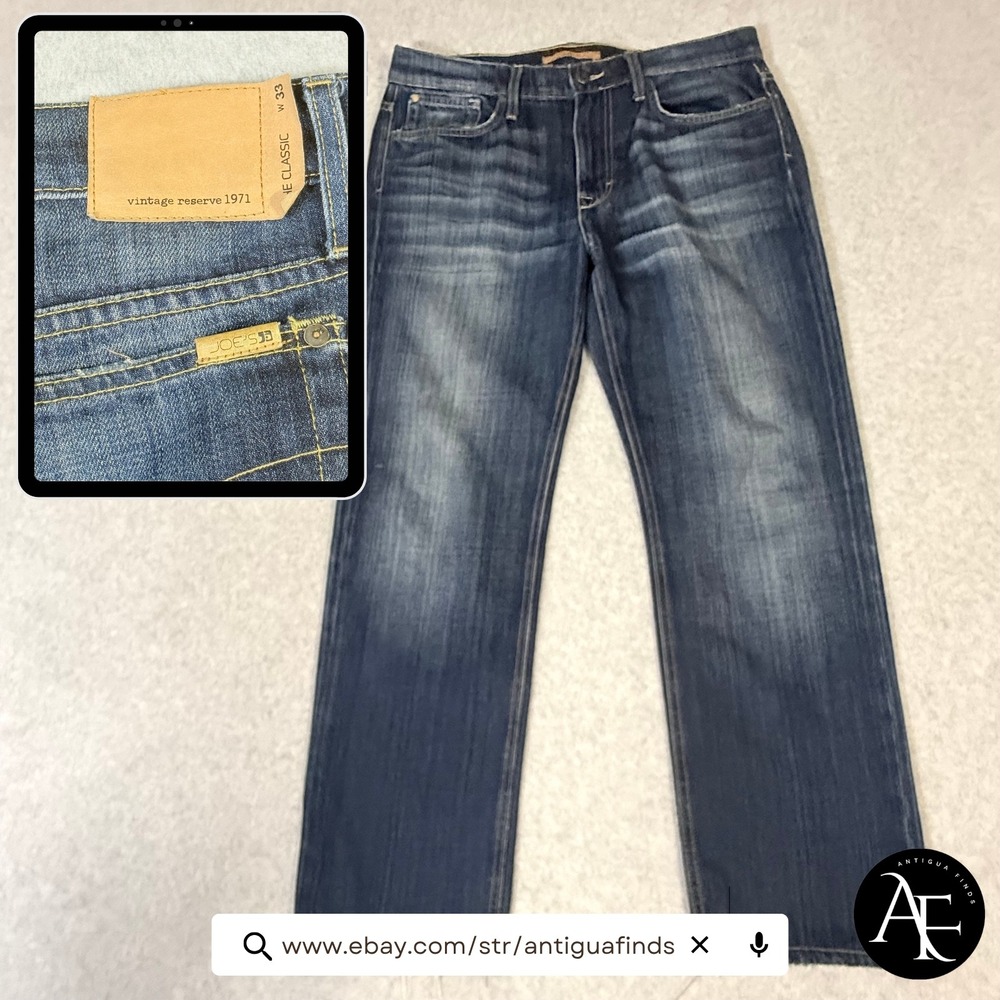 Joes Jeans The Classic Vintage Reserve 1971 Mens Straight Leg Blue Denim W33